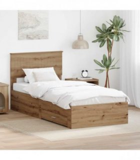 vidaXL Bed Frame with Drawer Artisan Oak 90 x 200 cm Engineered Wood
