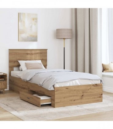 vidaXL Bed Frame with Drawer Artisan Oak 90 x 200 cm Engineered Wood
