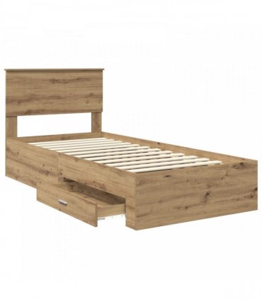 vidaXL Bed Frame with Drawer Artisan Oak 90 x 200 cm Engineered Wood