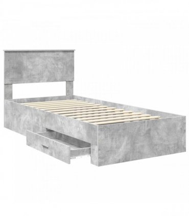 vidaXL Bed Frame with Drawer Concrete Grey 90 x 190 cm Engineered Wood