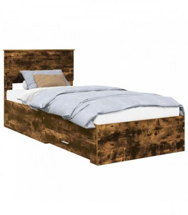 vidaXL Bed Frame Smoked Oak 90 x 190 cm Engineered Wood