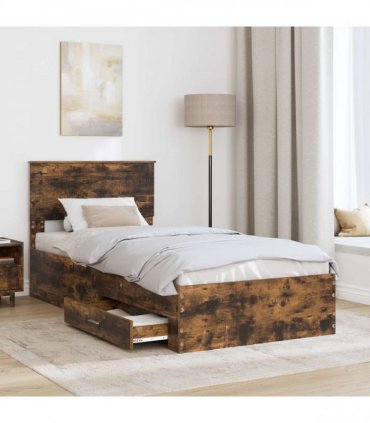 vidaXL Bed Frame Smoked Oak 90 x 190 cm Engineered Wood