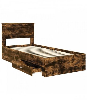 vidaXL Bed Frame Smoked Oak 90 x 190 cm Engineered Wood