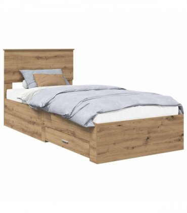 vidaXL Bed Frame with Drawer Artisan Oak 90 x 190 cm Engineered Wood