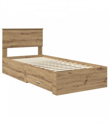 vidaXL Bed Frame with Drawer Artisan Oak 90 x 190 cm Engineered Wood