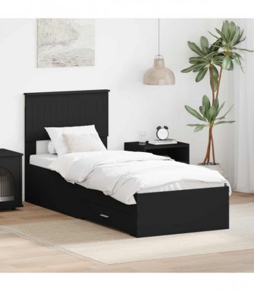 vidaXL Bed Frame Black 75 x 190 cm Engineered Wood