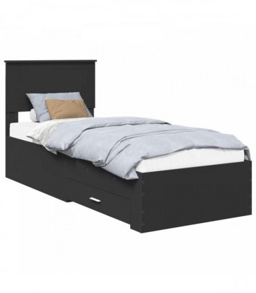 vidaXL Bed Frame Black 75 x 190 cm Engineered Wood