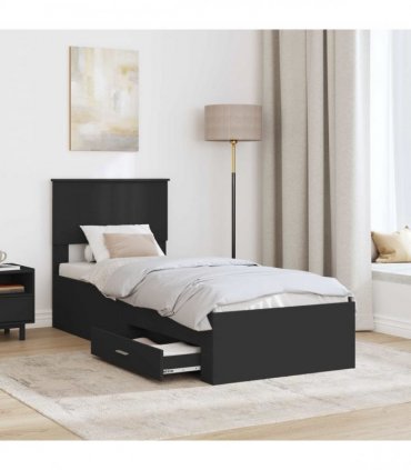 vidaXL Bed Frame Black 75 x 190 cm Engineered Wood
