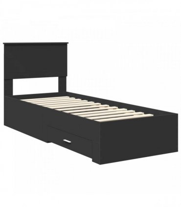 vidaXL Bed Frame Black 75 x 190 cm Engineered Wood