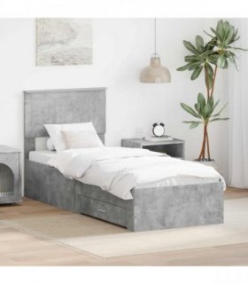 vidaXL Bed Frame Concrete Grey and Silver 70 x 190 cm Engineered Wood