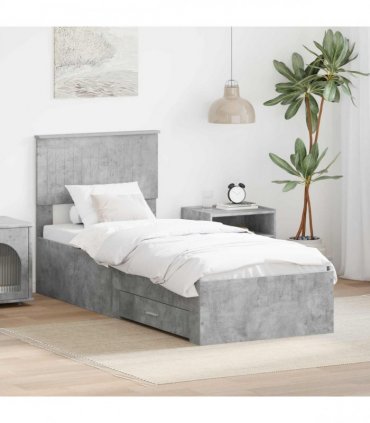 vidaXL Bed Frame Concrete Grey and Silver 70 x 190 cm Engineered Wood