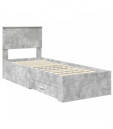 vidaXL Bed Frame Concrete Grey and Silver 70 x 190 cm Engineered Wood