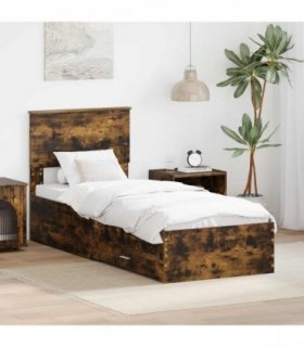vidaXL Bed Frame Smoked oak 75 x 190 cm Engineered Wood