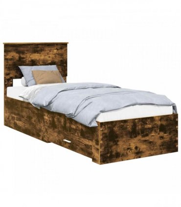 vidaXL Bed Frame Smoked oak 75 x 190 cm Engineered Wood