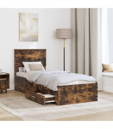 vidaXL Bed Frame Smoked oak 75 x 190 cm Engineered Wood