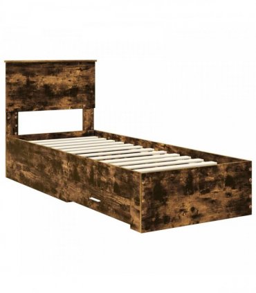 vidaXL Bed Frame Smoked oak 75 x 190 cm Engineered Wood