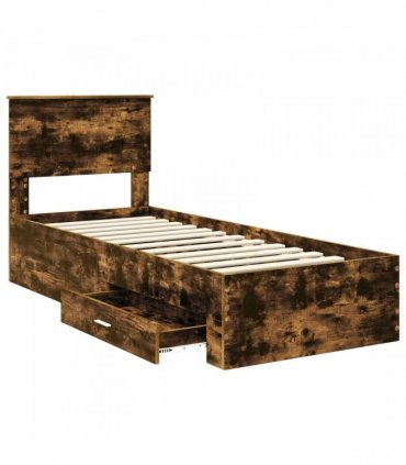 vidaXL Bed Frame Smoked oak 75 x 190 cm Engineered Wood