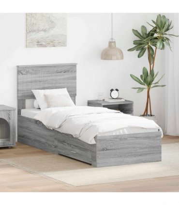 vidaXL Bed Frame Grey sonoma 75 x 190 cm Engineered Wood