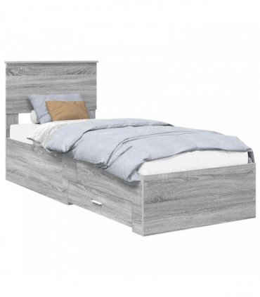 vidaXL Bed Frame Grey sonoma 75 x 190 cm Engineered Wood