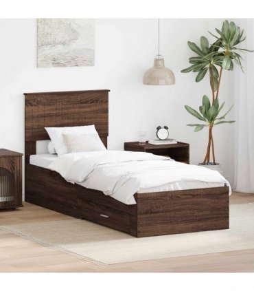 vidaXL Bed Frame Brown oak 75 x 190 cm Engineered Wood