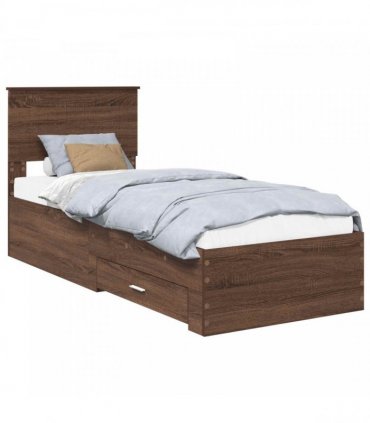vidaXL Bed Frame Brown oak 75 x 190 cm Engineered Wood