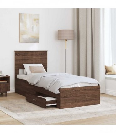 vidaXL Bed Frame Brown oak 75 x 190 cm Engineered Wood