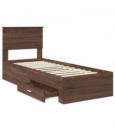 vidaXL Bed Frame Brown oak 75 x 190 cm Engineered Wood