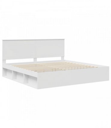 vidaXL Bed Frame with Headboard White 200 x 200 cm Solid Pine Wood