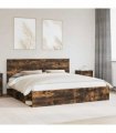vidaXL Bed Frame Smoked Oak 200 x 200 cm Solid Pine Wood