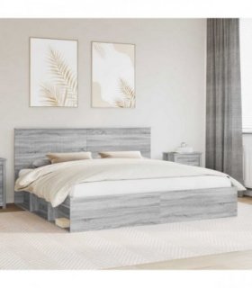 vidaXL Bed Frame Grey Sonoma 200 x 200 cm Solid Pine Wood