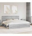 vidaXL Bed Frame Grey Sonoma 200 x 200 cm Solid Pine Wood