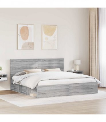 vidaXL Bed Frame Grey Sonoma 200 x 200 cm Solid Pine Wood