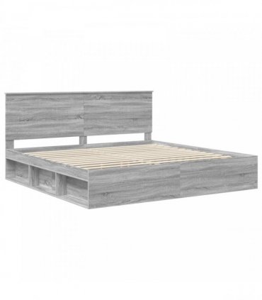 vidaXL Bed Frame Grey Sonoma 200 x 200 cm Solid Pine Wood