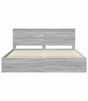 vidaXL Bed Frame Grey Sonoma 200 x 200 cm Solid Pine Wood