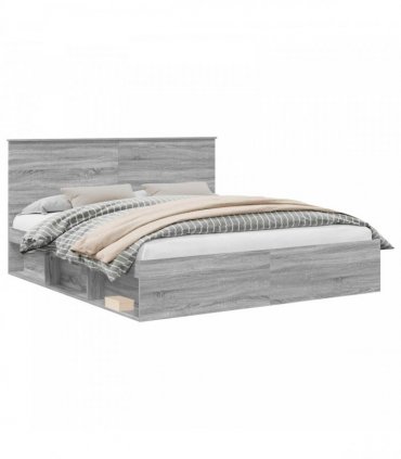 vidaXL Bed Frame Grey Sonoma 180 x 200 cm Solid Pine Wood
