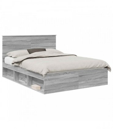 vidaXL Bed Frame Grey Sonoma 150 x 200 cm Solid Pine Wood