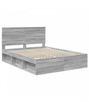 vidaXL Bed Frame Grey Sonoma 150 x 200 cm Solid Pine Wood