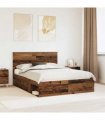 vidaXL Bed Frame with Headboard Old Wood 150 x 200 cm Solid Pine Wood