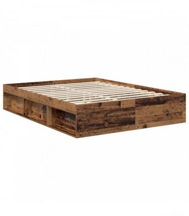 vidaXL Bed Frame with Headboard Old Wood 150 x 200 cm Solid Pine Wood