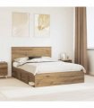 vidaXL Bed Frame Artisan Oak 150 x 200 cm Solid Pine Wood
