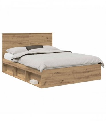vidaXL Bed Frame Artisan Oak 150 x 200 cm Solid Pine Wood
