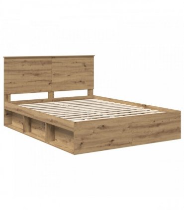 vidaXL Bed Frame Artisan Oak 150 x 200 cm Solid Pine Wood