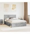 vidaXL Bed Frame Concrete Grey 140 x 200 cm Solid Pine Wood