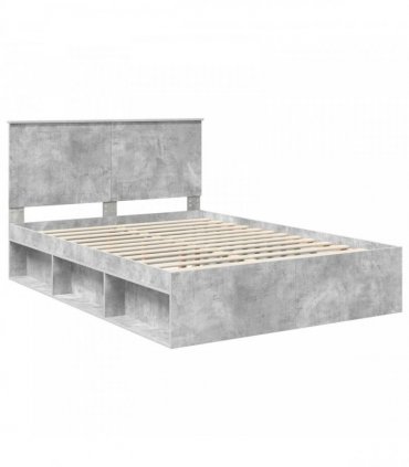 vidaXL Bed Frame Concrete Grey 140 x 200 cm Solid Pine Wood