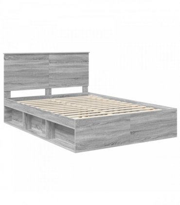 vidaXL Bed Frame Grey Sonoma 140 x 200 cm Solid Pine Wood