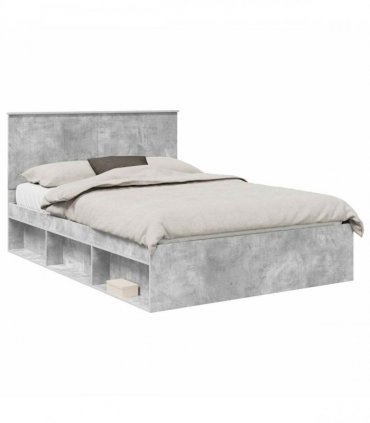vidaXL Bed Frame Concrete Grey 140 x 190 cm Solid Pine Wood