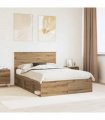 vidaXL Bed Frame Artisan Oak 140 x 190 cm Solid Pine Wood