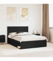 vidaXL Bed Frame with Headboard Black 135 x 190 cm Solid Pine Wood