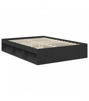 vidaXL Bed Frame with Headboard Black 135 x 190 cm Solid Pine Wood