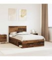 vidaXL Bed Frame with Headboard Old Wood 120 x 200 cm Solid Pine Wood